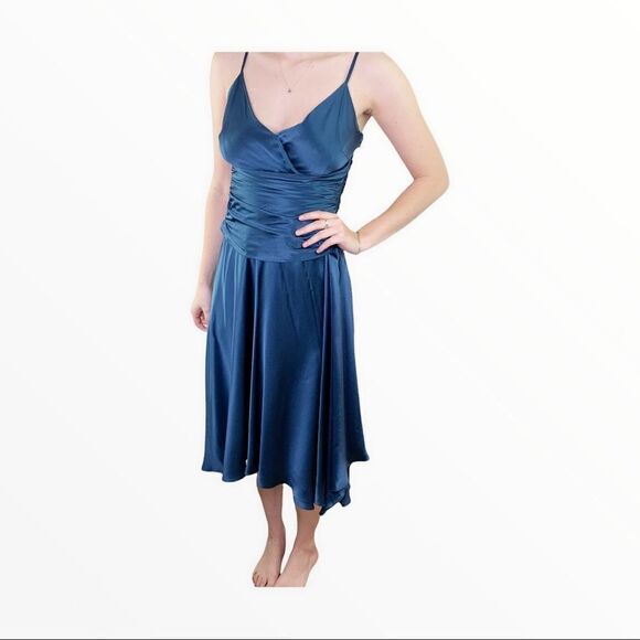 ADRIANNA PAPELL BOUTIQUE TEAL SILK COCKTAIL DRESS‎ - Picture 1 of 12